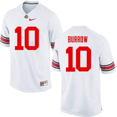 NCAA Ohio State Buckeyes Men's #10 Joe Burrow White Nike Football College Jersey OCD2545LM